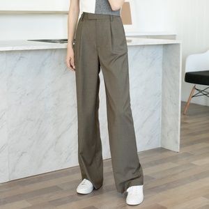 Business Essential Dark Khaki Wide Slacks